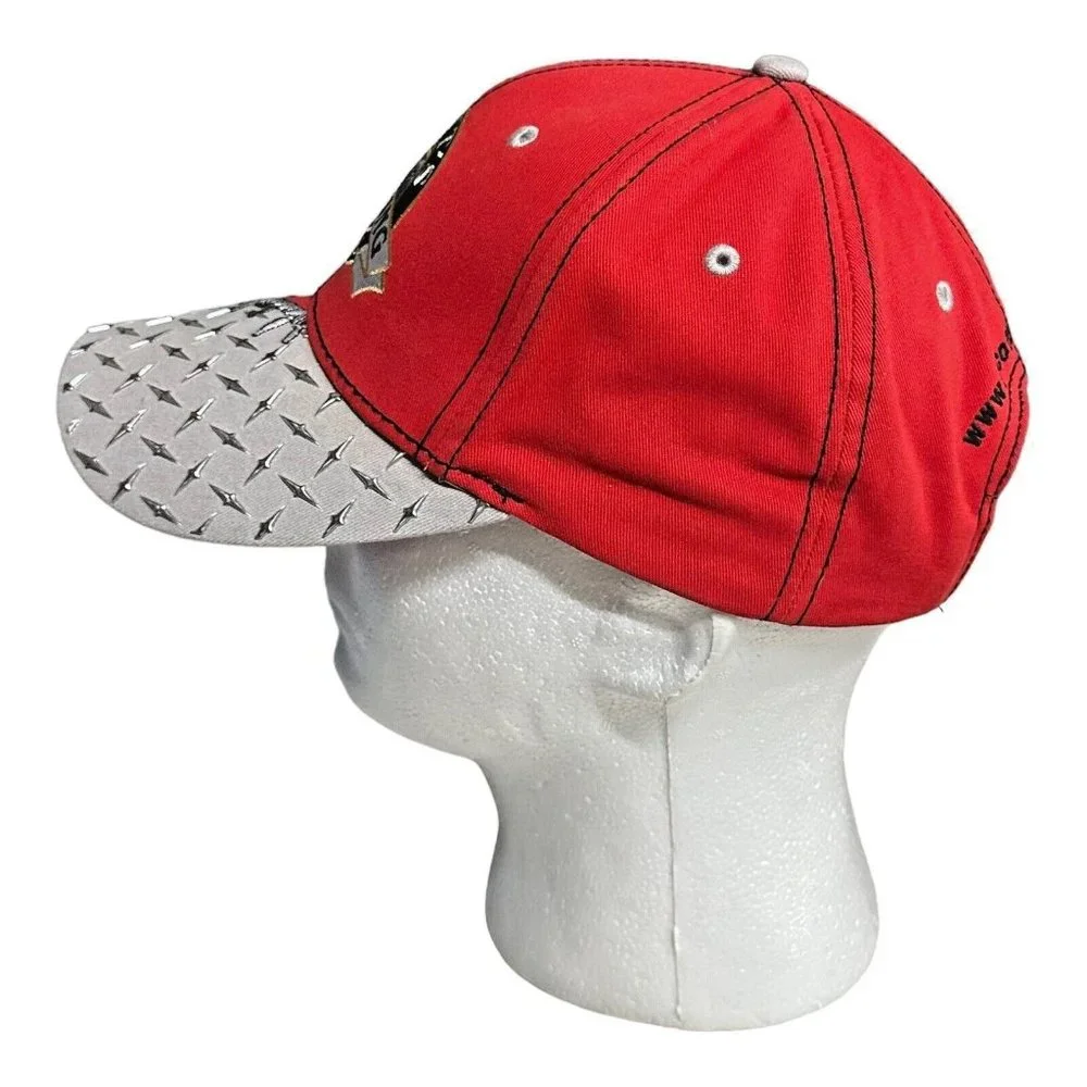 Scott's Fencing Co Diamond Plated Baseball Cap Red Adjustable Strap Triple Crown